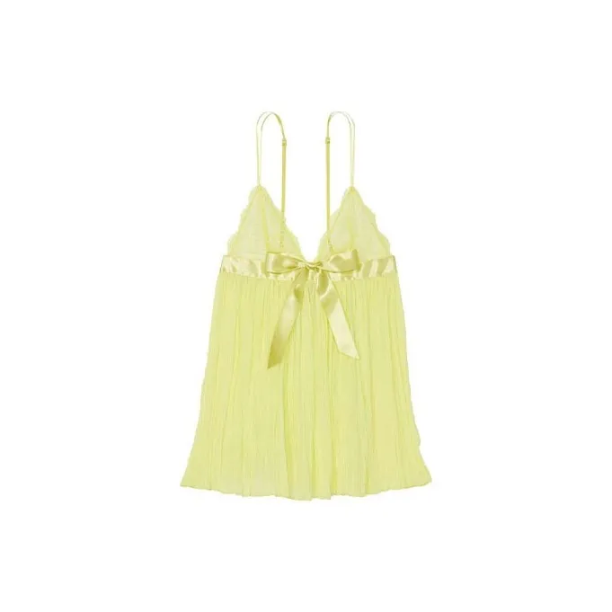 Victoria's Secret VERY SEXY Pleated Babydoll Set Underwear Women's Corn Yellow-0