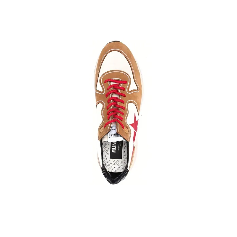 Golden Goose Running Sole Cushioned Anti Slip And Wear Resistant Lightweight Low Top Casual Shoes Men's White Brown Red-4