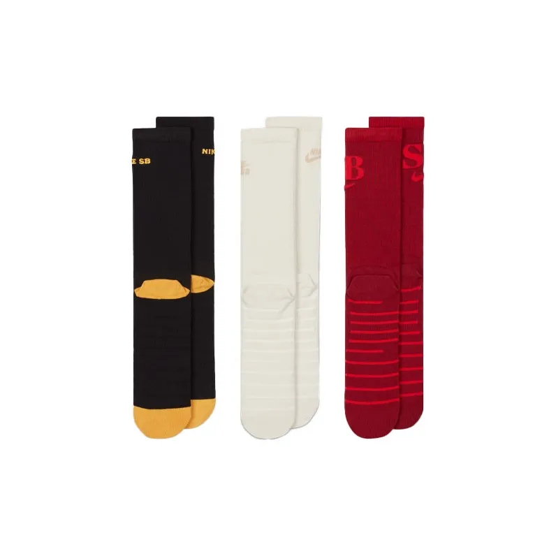 Nike Mid Calf Socks Unisex 3 Pack Black/Red/White-1