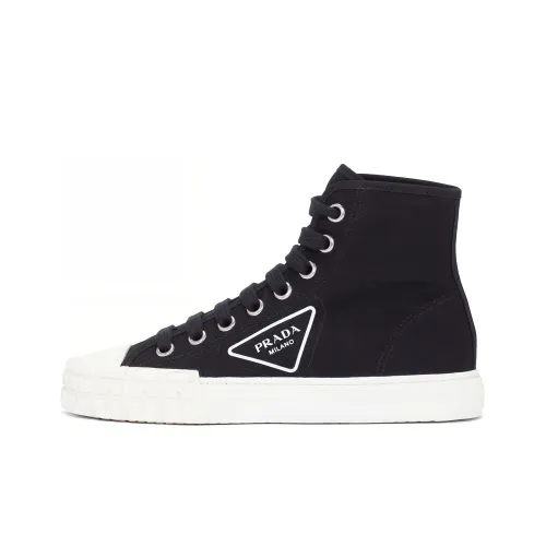 PRADA Canvas Shoes Women's High-Top Black