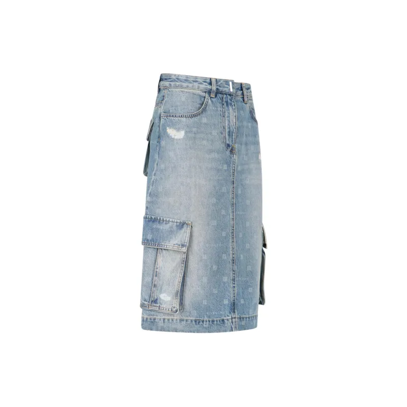 Givenchy 4G Motif Denim Skirt-2