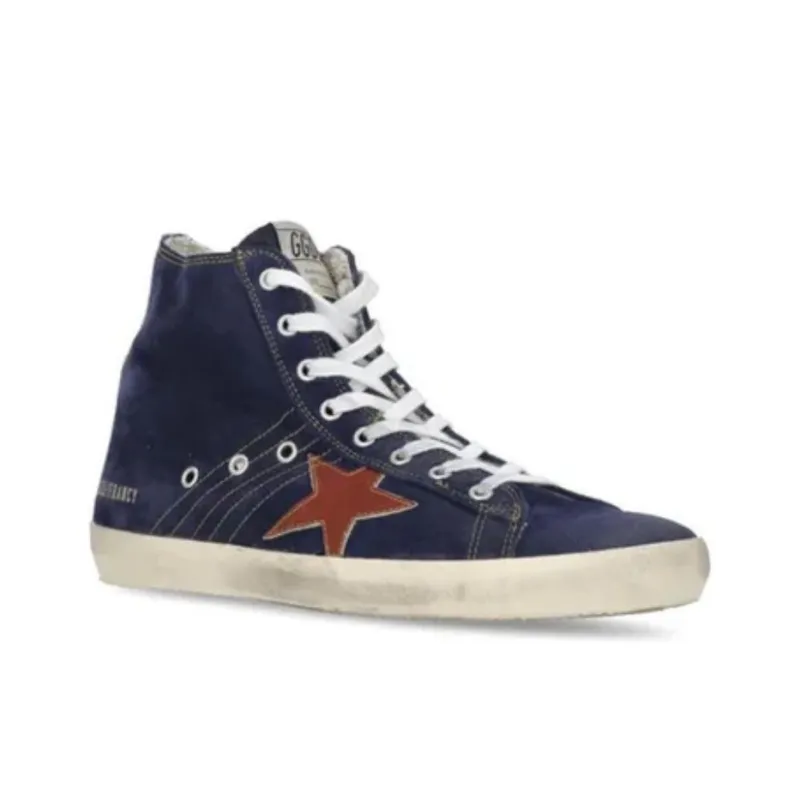 Golden Goose Slip Resistant High Top Skateboard Shoes Men's Blue-2