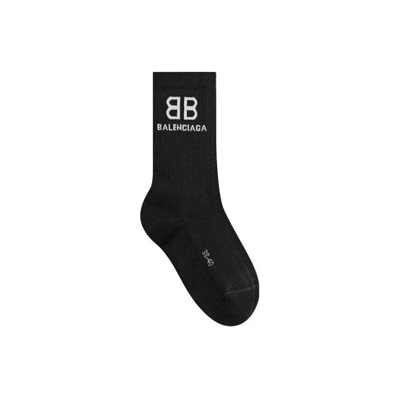 Balenciaga Bb Logo Tennis Socks Black/White-2