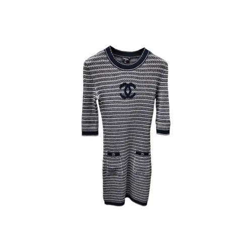 CHANEL Long-Sleeved Dresses Women's Black