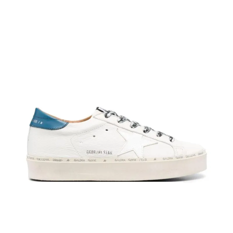Golden Goose Hi Star Lace up Anti Slip Wear Resistant Low Top Skateboard Shoes Women's White Blue Vintage Version-1