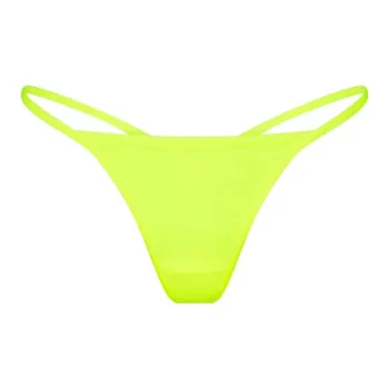 SKIMS FITS EVERYBODY T-STRING THONG Underpants Women's Green Highlighter/Neon Green