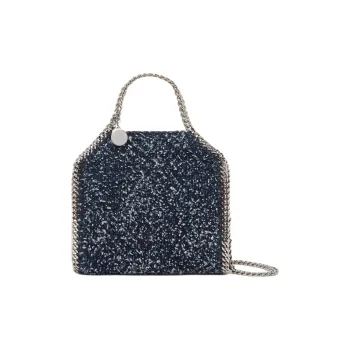 Stella McCartney Falabella Cotton Shoulder Bag Crossbody Bag Handbag Small Size Women's Spotted Blue