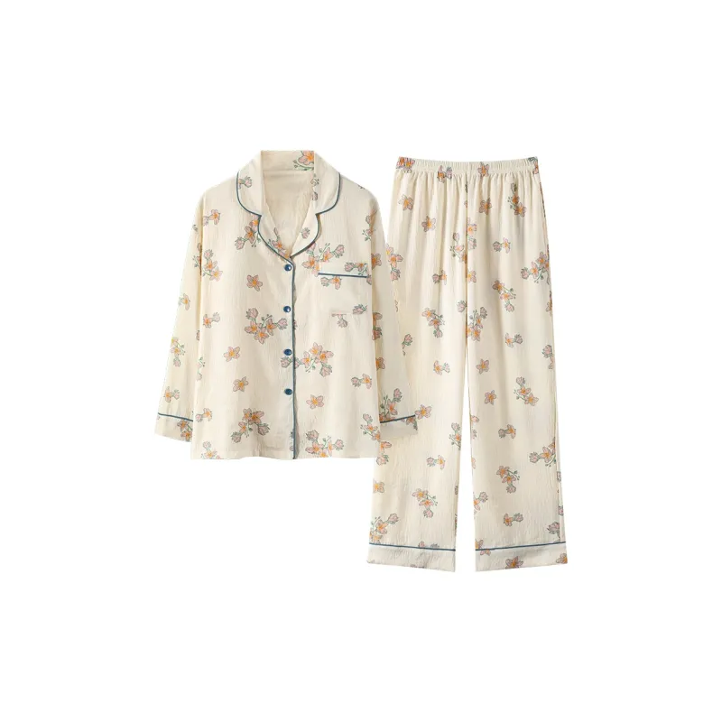 Qiao Ni Tong Pajama Set Women's Apricot-0