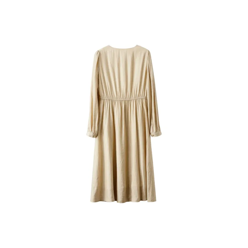 XIANGYING Long Sleeved Dress Women's Yellow-1