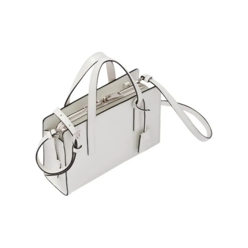 PRADA Re Edition Shiny Leather Handbag Mini Women's White-1