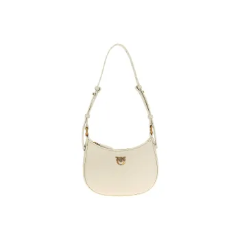 PINKO Half Moon Series Cowhide Leather Crossbody Bag, Shoulder Bag Mini Women's Beige