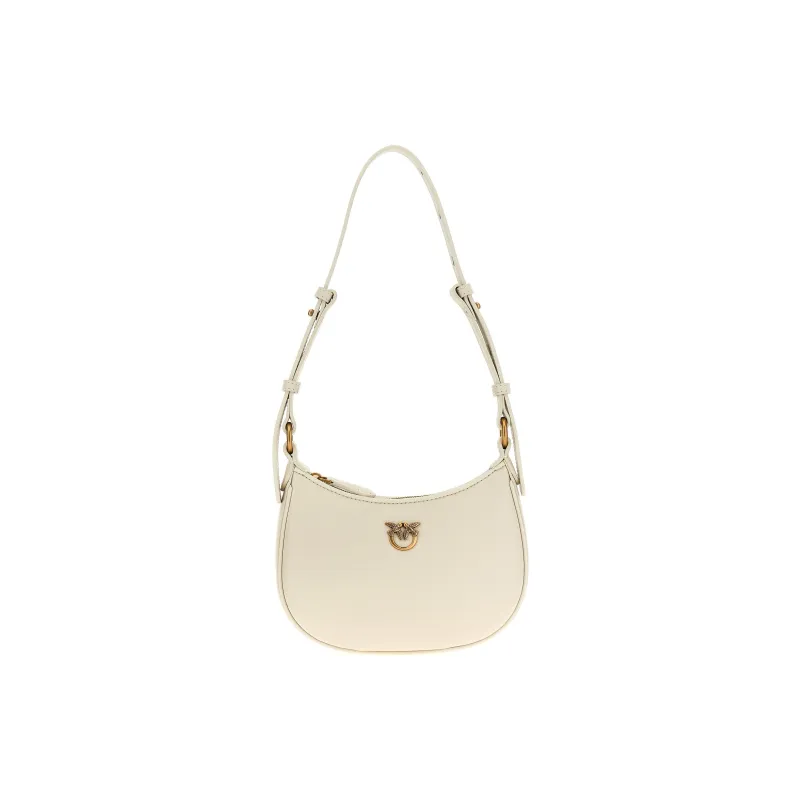 PINKO Half Moon Series Cowhide Leather Crossbody Bag, Shoulder Bag Mini Women's Beige-0