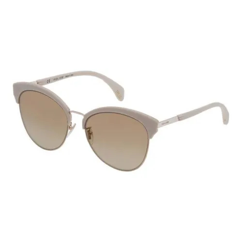 Police Acetate Browline Sunglasses Women's Beige