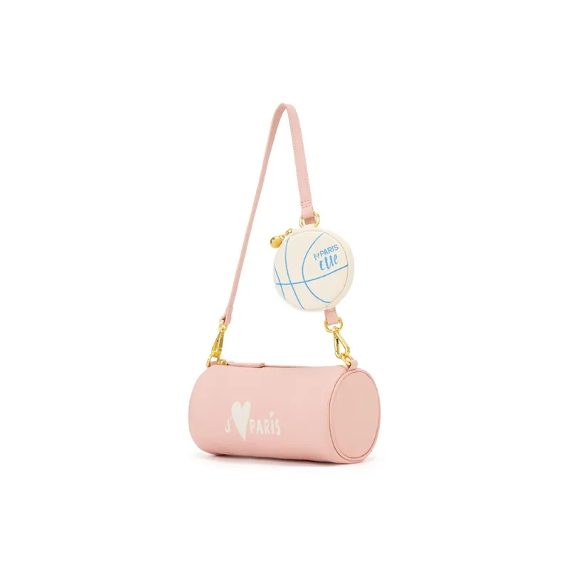 ELLE Top Grain Cow Leather Pen Holder Bag, Shoulder Bag Women's Pink/Ecru-1
