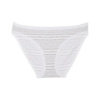 Victoria's Secret The Lacie Lace Trim Cotton Bikini Panty / WGS Underpants Women's 1 Pack Gray Stripes