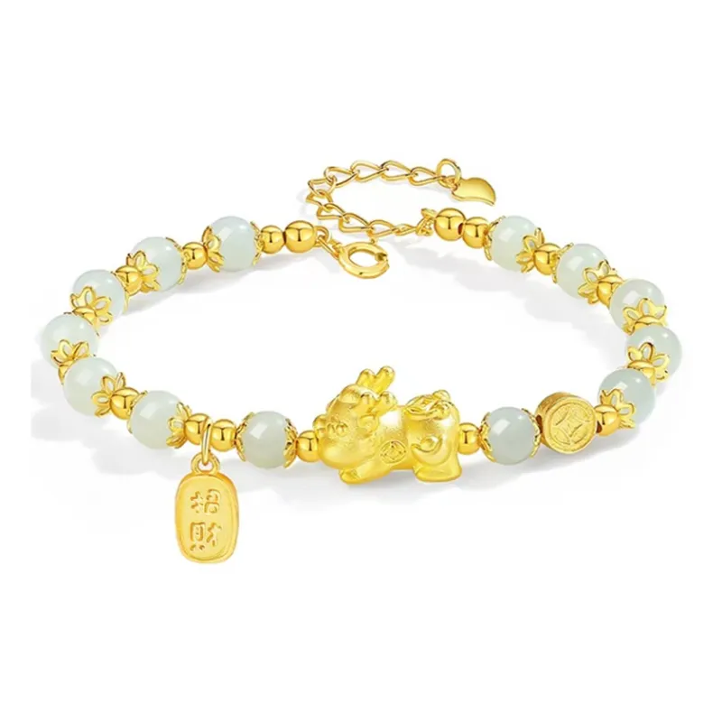 D.Get Bracelets White Jade/Pale Greenish White Jade Unisex-3