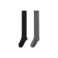 2 Pack (Plain Weave over-The-Knee Socks Black+Dark Gray)