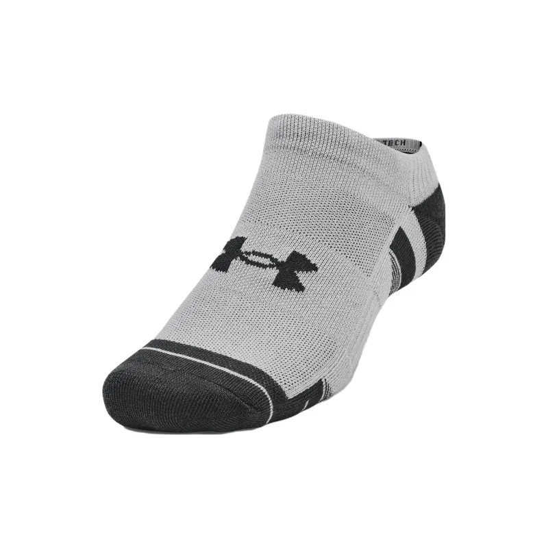 Under Armour TechPerformance Performance Tech No Show Ankle Socks Unisex 3 Pack White+Black+Gray-1