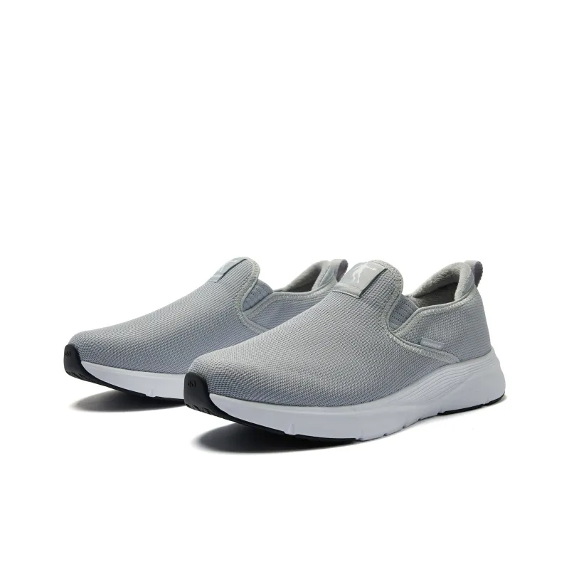 QIAODAN Abrasion Resistant Slip Resistant Low Top Casual Running Shoes Men's Gray White-2