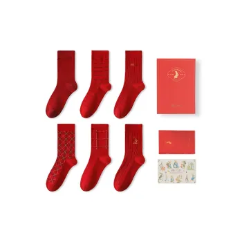 Caramella x Peter Rabbit Mid Calf Socks Unisex 6 Pack Red