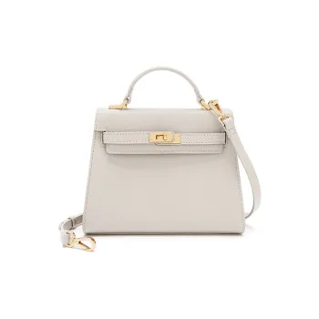 ELLE Leather Crossbody Bag Medium Size Women's White