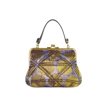 Vivienne Westwood Granny Frame Recycled Polyester Money Shoulder Bag Crossbody Bag Handbag Women's Gold