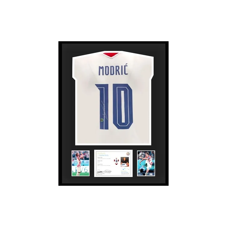 Three For Luka Modrić Hand-Signed Croatia 2020-21 Season Jersey EM Certificate Framed-1