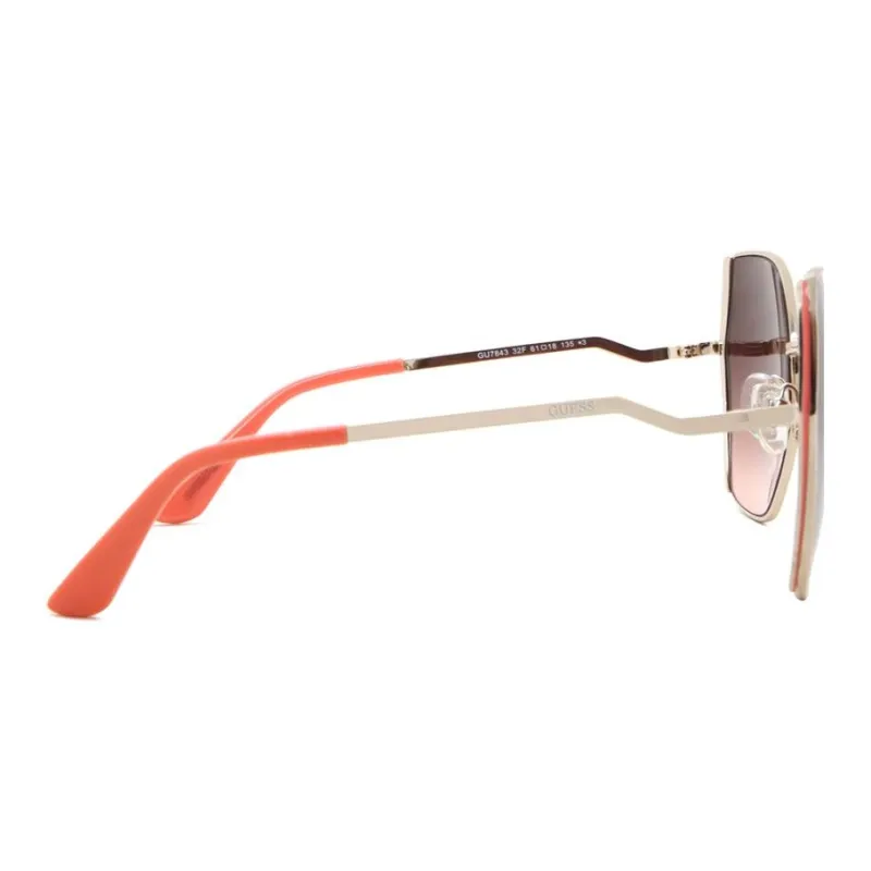 GUESS Metal Irregular Shape Sunglasses Women's Gold-2