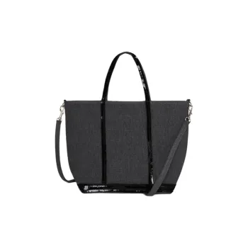 Vanessa Bruno Linen Tote Bag, Shopping Bag, Shoulder Bag, Handbag Small Size Women's Black