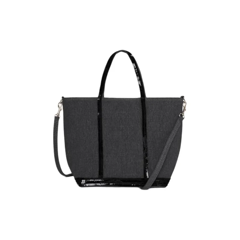 Vanessa Bruno Linen Tote Bag, Shopping Bag, Shoulder Bag, Handbag Trumpets Women's Black-0