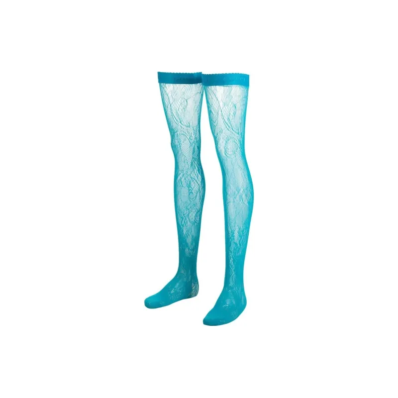 GUCCI Thigh High Lace Pattern Socks 'Bright Blue'-2