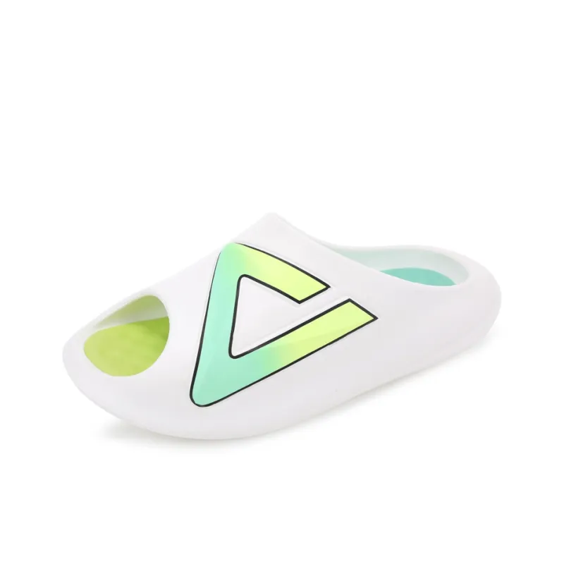 PEAK Very Small Fat Drag Slide Slippers Unisex Canvas White/Green-2