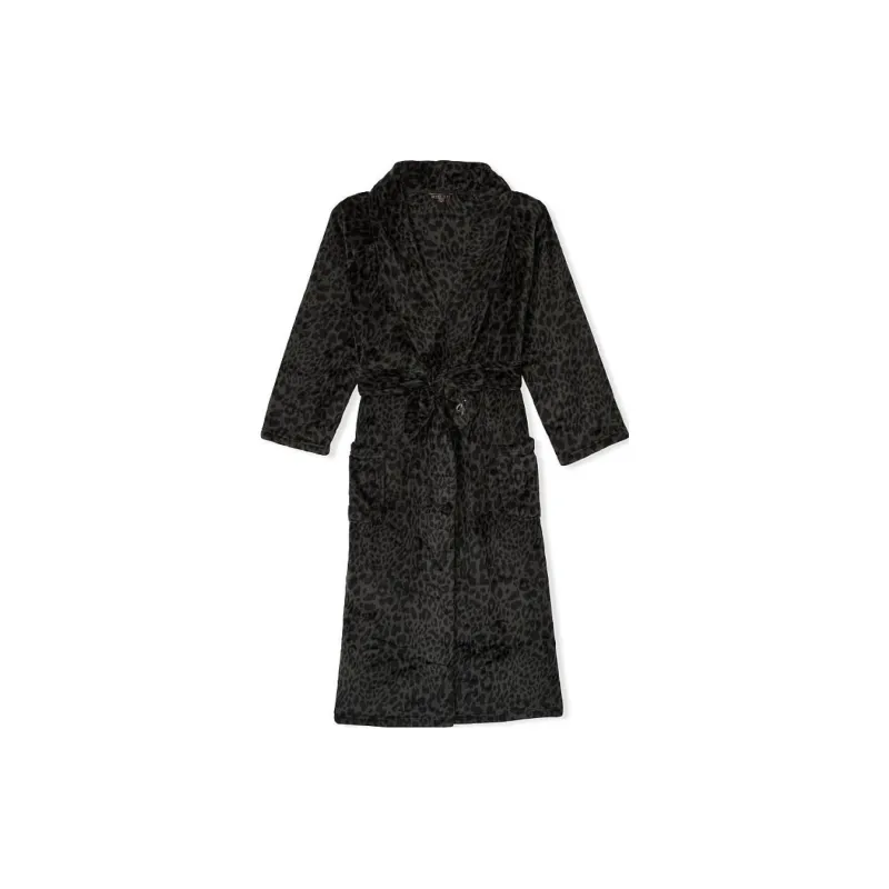 Victoria's Secret Pajama Robe Women's Black Leopard Print-0