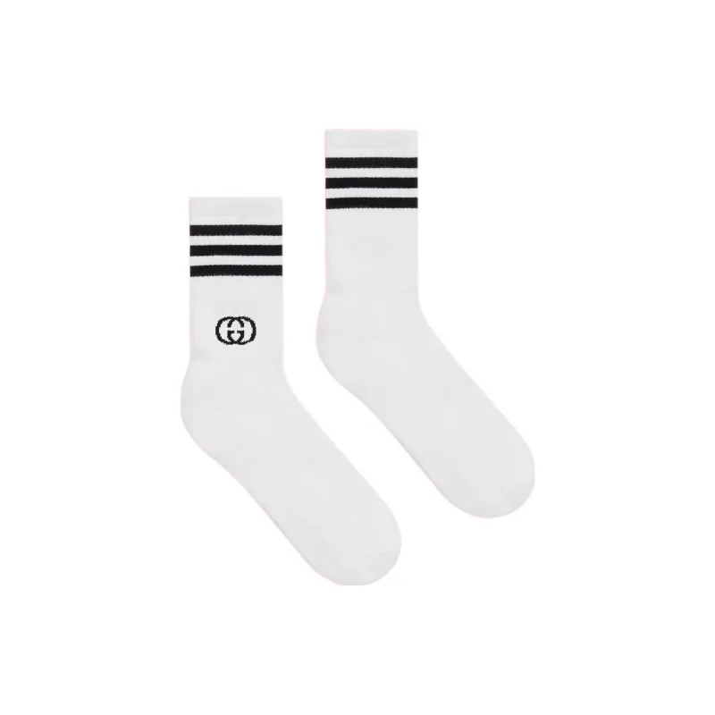 GUCCI x Adidas Originals GUCCI X ADIDAS Collaboration SS22 Mid Calf Socks Unisex White-1