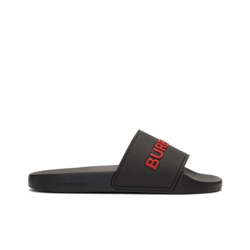 Burberry Embossed Logo Slides Black Red-1