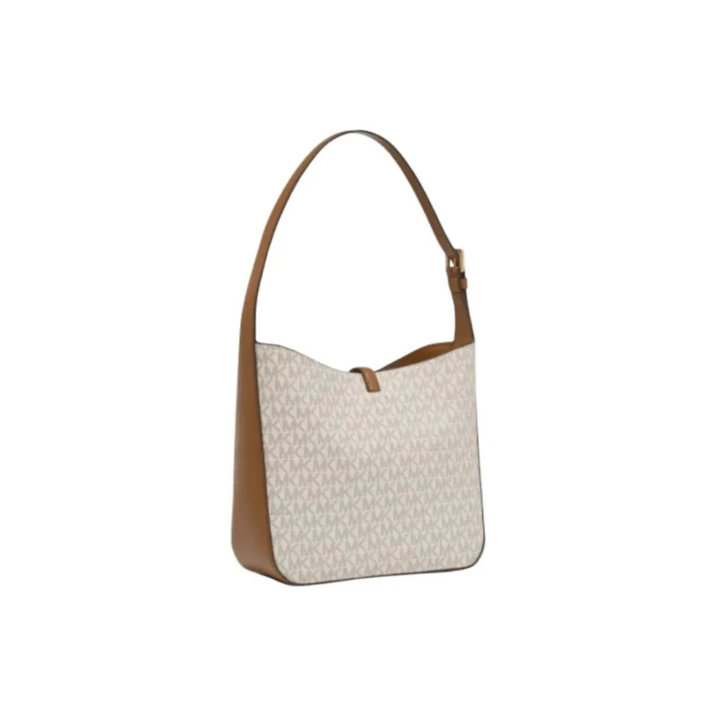 MICHAEL KORS Artificial Leather Bucket Bag Handbag Shoulder Bag Women's Vanilla White & Acorn Brown-1