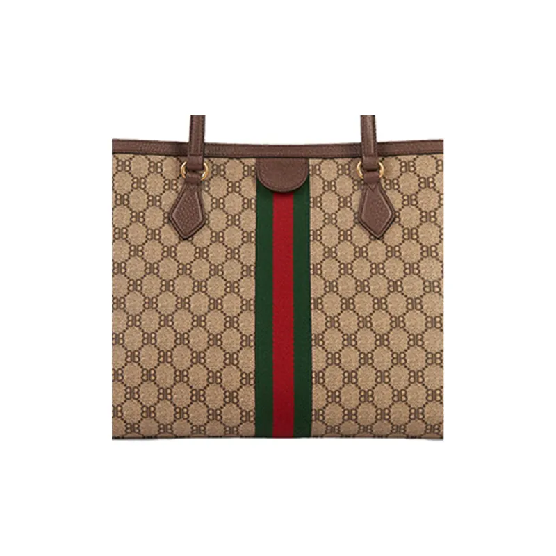 Balenciaga GUCCI Collaboration Coated Canvas Tote Bag Shopping Bag Shoulder Bags Women's Beige-3