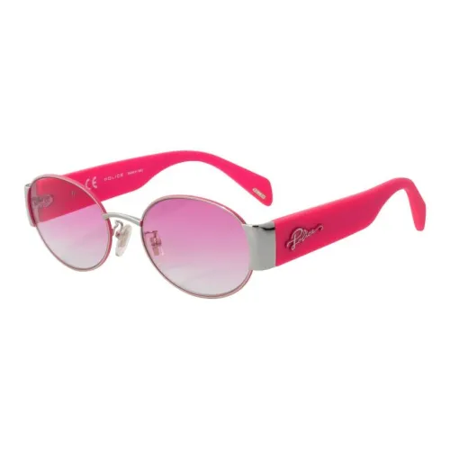 Police Metal Oval Sunglasses Women's Red