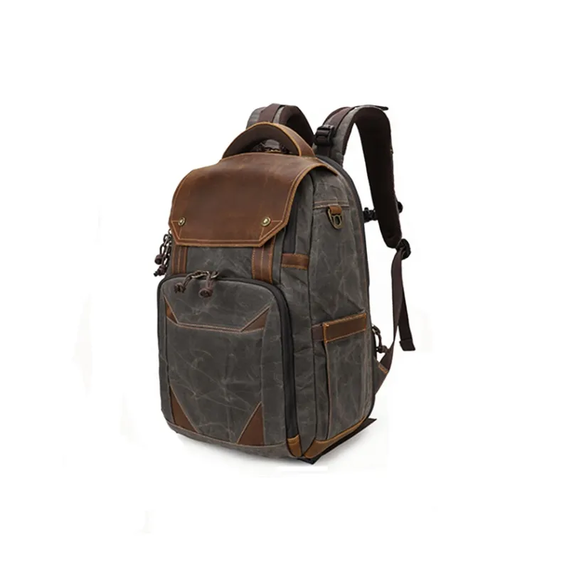H YXIANG Batik Canvas Backpack Regular Men's Khaki/Gray/Earth Yellow/Blue-5