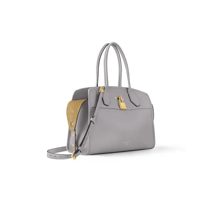 LOUIS VUITTON Cuir De Veau Calfskin Handbag Medium Size Women's Gray-1