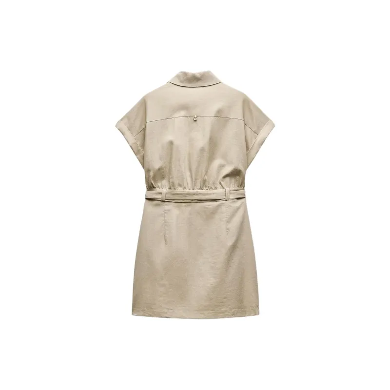 ZARA Short-Sleeved Dresses Women's White-1