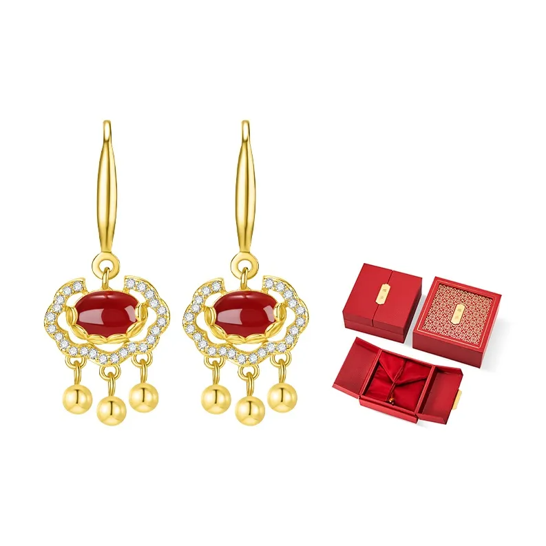 Mom's Gift Agate Jade Earrings Women's-2