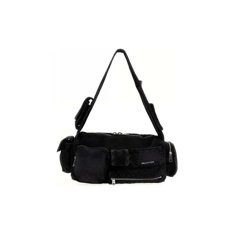 Balenciaga Superbusy Cotton Handbag Shoulder Bag Small Size Men's Black-0