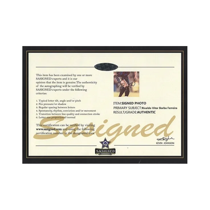 Three For During His Time At Barça, Rivaldo, Autographed Photo With Certificate, Framed-4