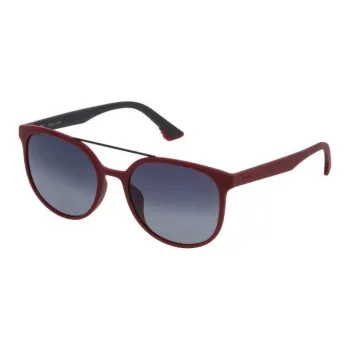Police Injection Molded Leather Aviator Sunglasses Men's Red