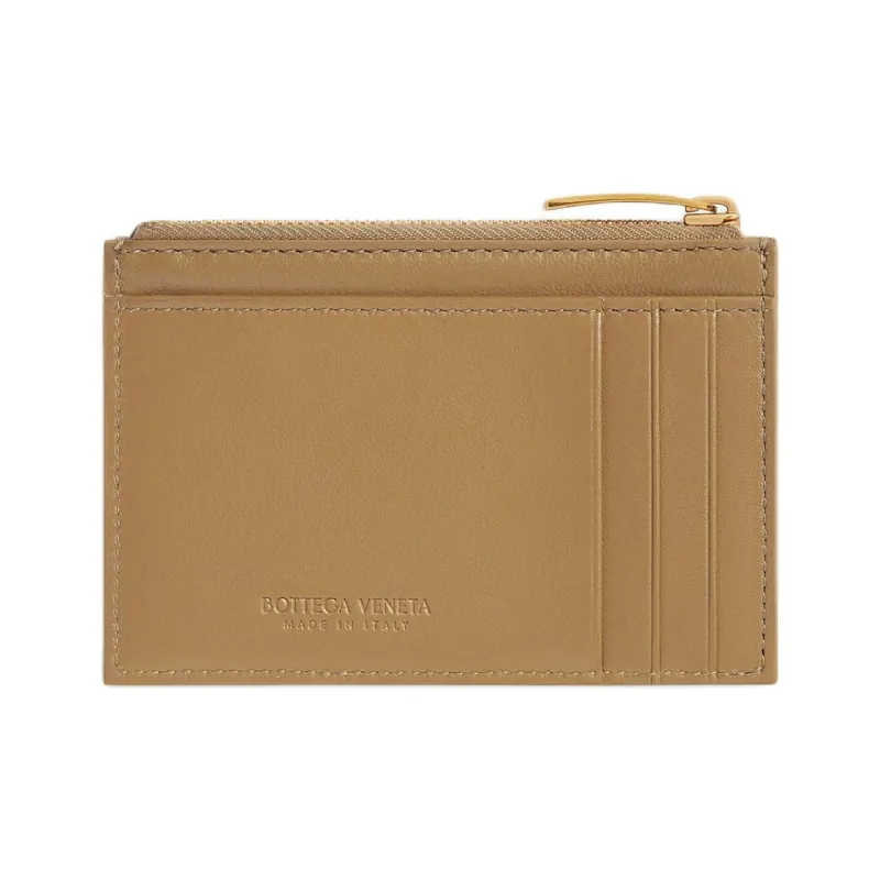Bottega Veneta Lambskin Card Holder Regular Women's Dark Color Praline With Sea Salt-1