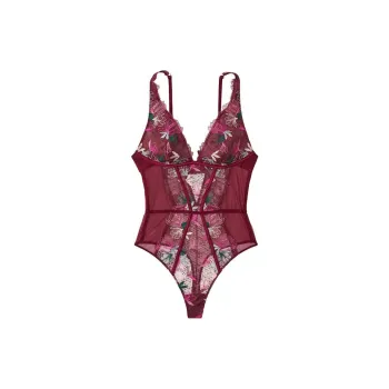 Victoria's Secret Bodysuits Women's Burgundy Floral Print