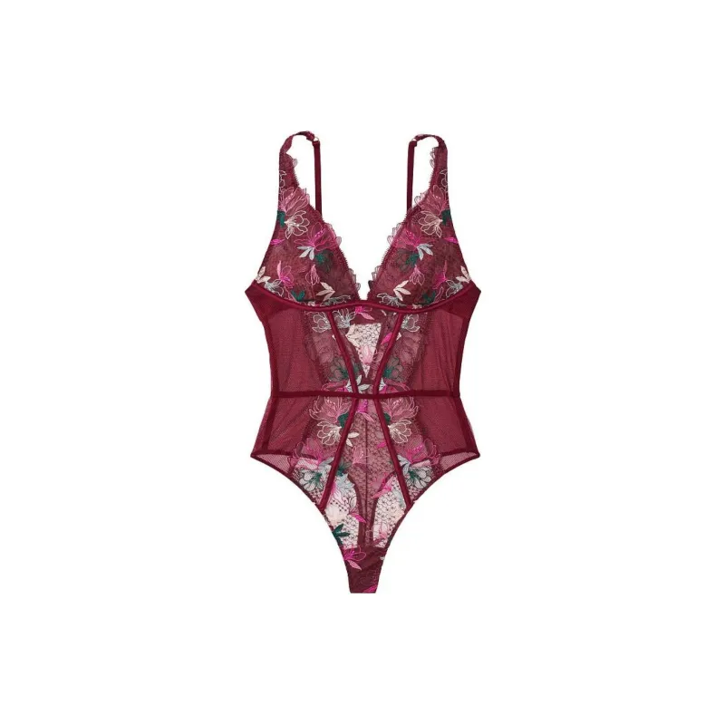 Victoria's Secret Bodysuits Women's Burgundy Floral Print-0