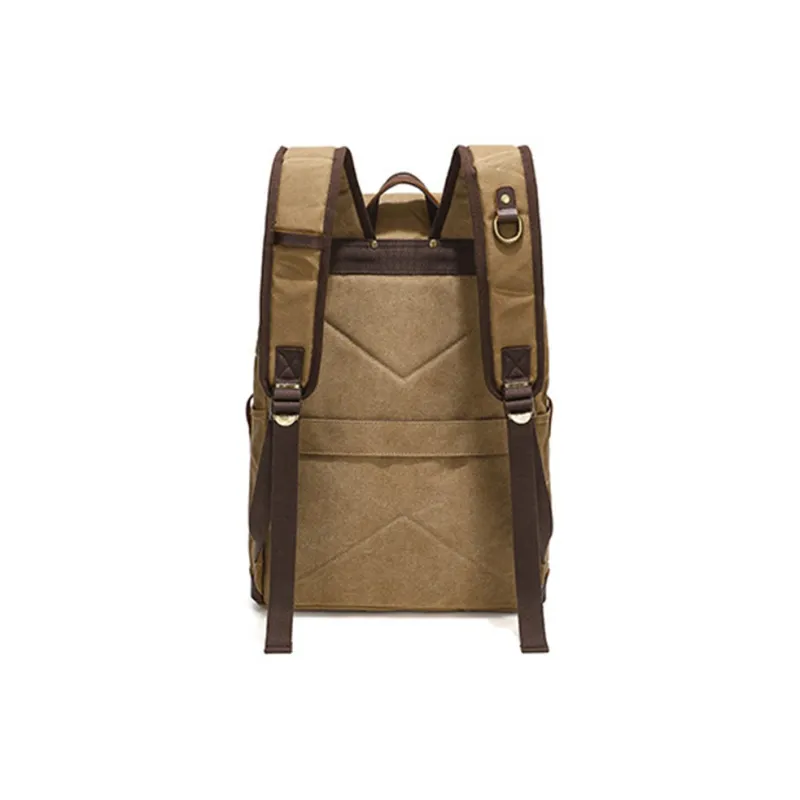 H YXIANG Batik Water Resistant Canvas With Crazy Horse Leather Backpack Regular Men's Multicolor-15