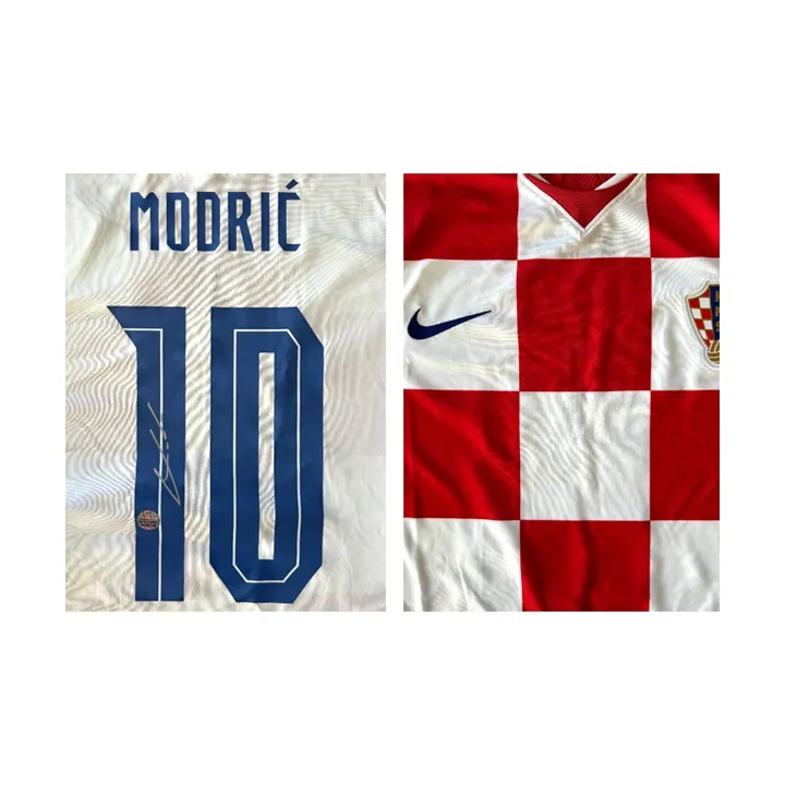 Three For Luka Modrić Hand-Signed Croatia 2020-21 Season Jersey EM Certificate Framed-2
